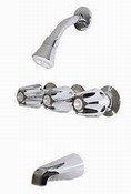 3-handle Tub & Shower Faucet, W. Compression Stems - By Plumb USA (Chrome)