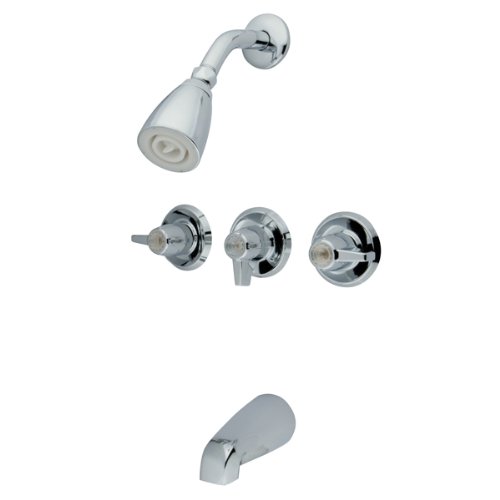 Kingston Brass KB130 Three Canopy Handle Tub and Shower Faucet, Polished Chrome