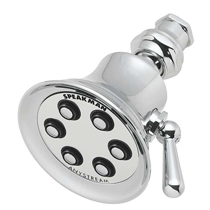 Speakman S-2254 Retro Anystream High Pressure Adjustable 2.5 GPM Solid Brass Shower Head, Polished Chrome