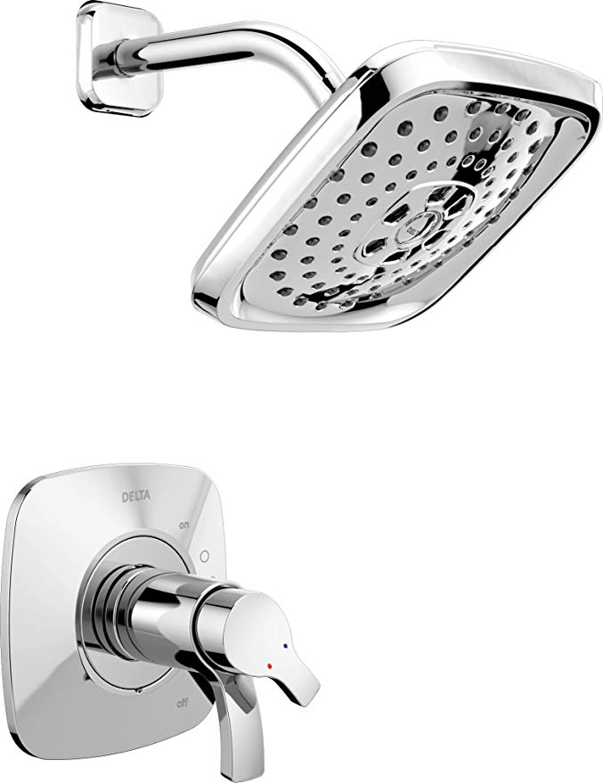 Delta Tesla 17 Series Dual-Function Shower Trim Kit with Three-Spray Touch Clean H2Okinetic Shower Head, Chrome T17252 (Valve Not Included)