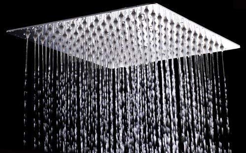 Koko Brand Rain16 16-inch Solid Square Ultra Thin Rain Shower Head, Polished Stainless Steel (Chrome))