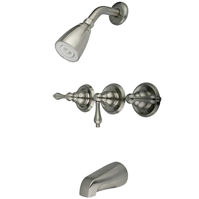 Elements of Design Magellan EB238AL Three Handle Tub and Shower Faucet, Satin Nickel