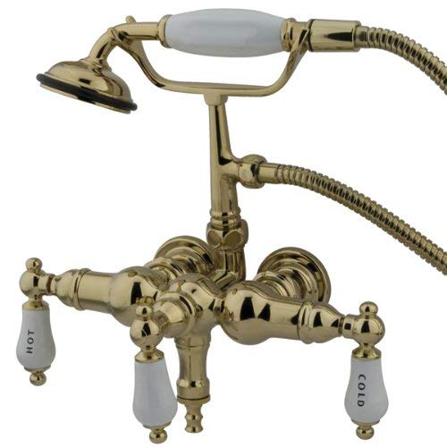 Kingston Brass CC21T2 Vintage Leg Tub Filler with Hand Shower, Polished Brass