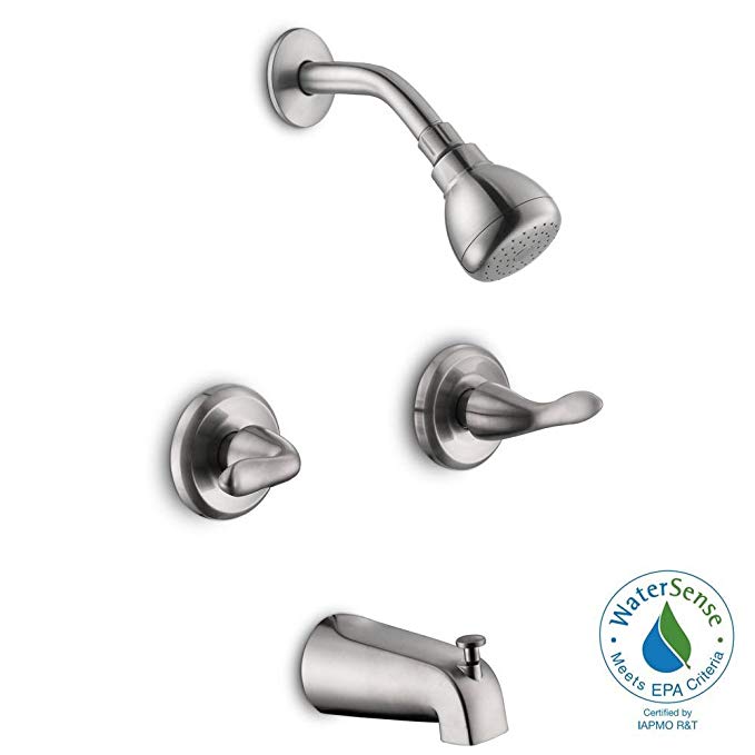 Glacier Bay Constructor 2-Handle 1-Spray Tub and Shower Faucet in Brushed Nickel