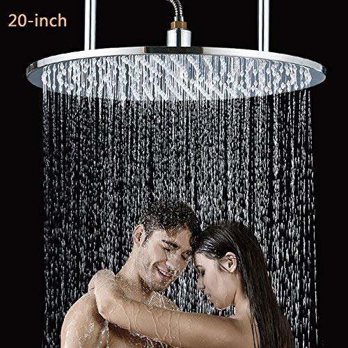 Senlesen Chrome 20 Inch Shower Head High Pressure Fixed Mount Top Ceiling Rainfall Style Bathroom Shower Head