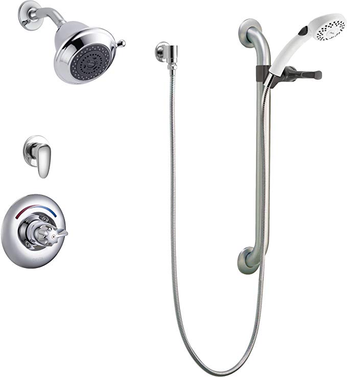 Delta Faucet T13H323-20 Universal Dual Shower Trim, Diverter, Handle Shower and Grab Bar, Chrome