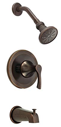 Danze D500022BRT Antioch Single Handle Tub and Shower Trim Kit with 3 1/2-Inch Showerhead, Tumbled Bronze