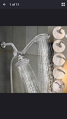 2 x Hydroluxe Full-Chrome 24 Function Ultra-Luxury 3-way 2 in 1 Shower-Head /Handheld-Shower Combo